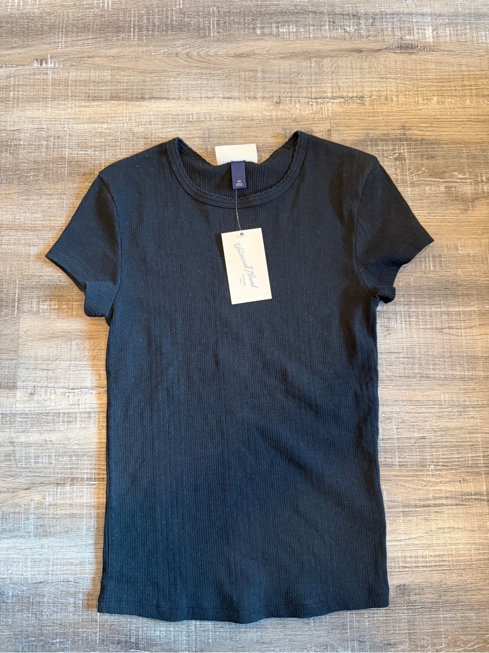 Universal Thread Black Ribbed Short Sleeve Crew Tee